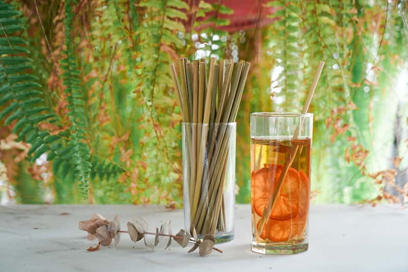 塑膠吸管替代_環保蒲草吸管